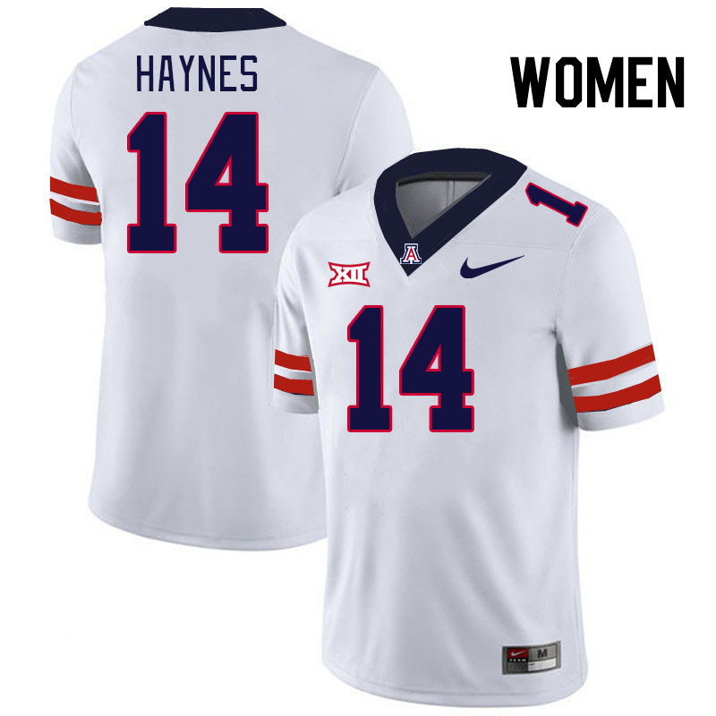 Women #14 Rex Haynes Arizona Wildcats Big 12 Conference College Football Jerseys Stitched-White